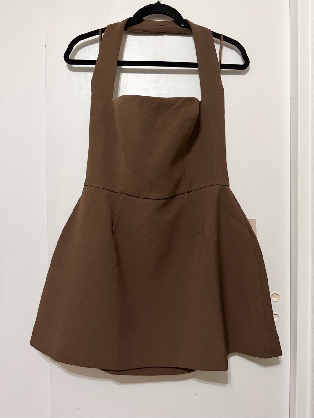 OddMuse London Structured Mini Halter Chocolate Dress Size Large NWT
